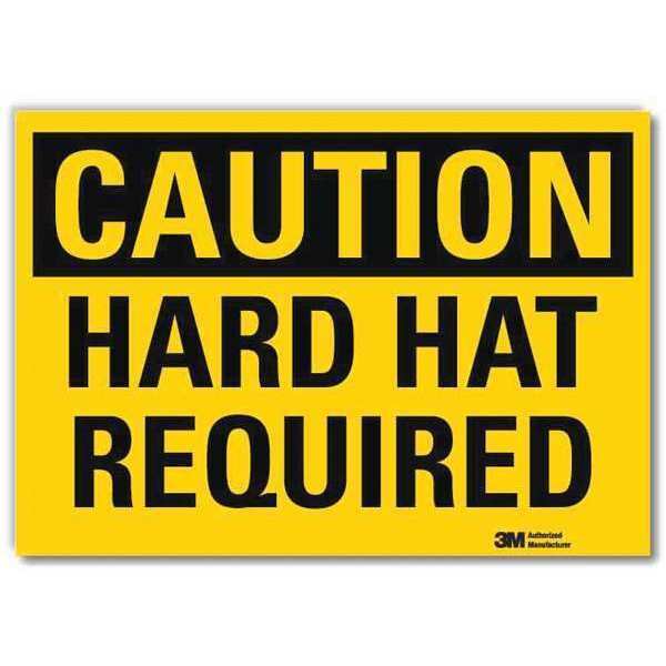 Lyle Safety Sign, Hard Hat Required, 14in.W - U4-1359-RD_14X10