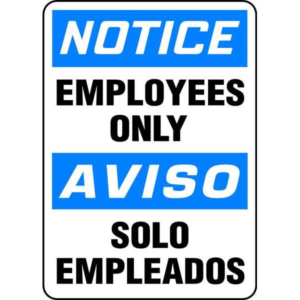 Accuform Spanish-Bilingual Notice Sign, 14 in H, 10 in W, Vinyl, Rectangle, English, Spanish, SBMADC804VS - SBMADC804VS