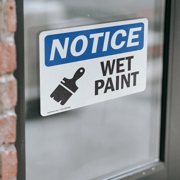 Signmission Wet Paint Sign With Symbol, 5 in W x Rectangle, Vinyl Decal - OS-2PACK-NS-D-35-L-19035