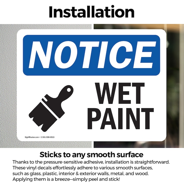 Signmission Wet Paint Sign With Symbol, 5 in W x Rectangle, Vinyl Decal - OS-2PACK-NS-D-35-L-19035