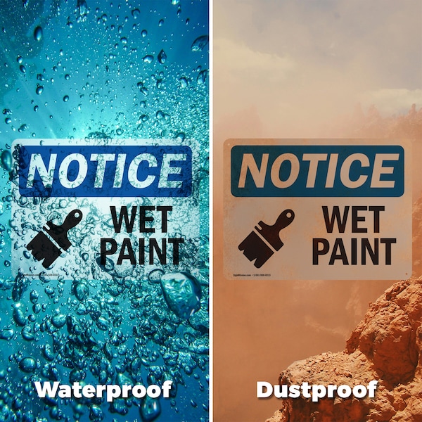 Signmission Wet Paint Sign With Symbol, 5 in W x Rectangle, Vinyl Decal - OS-2PACK-NS-D-35-L-19035
