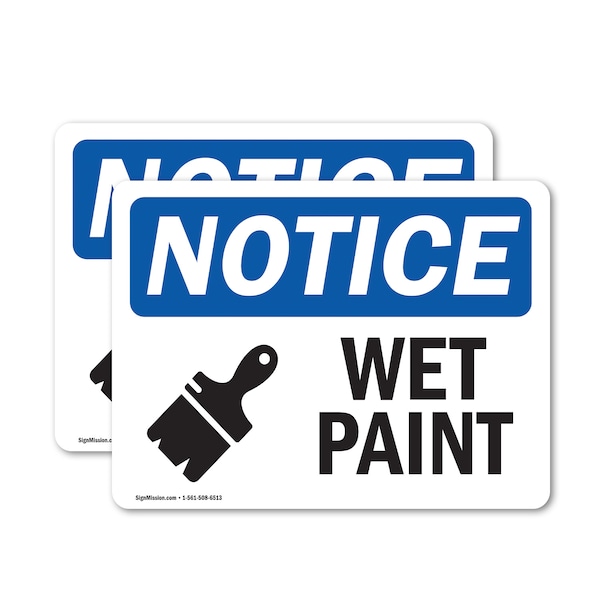 Signmission Wet Paint Sign With Symbol, 5 in W x Rectangle, Vinyl Decal - OS-2PACK-NS-D-35-L-19035