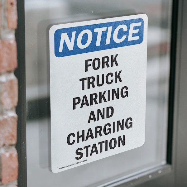 Signmission Fork Truck Parking And Charging Station OSHA Notice Sign, Vinyl Decal, 5in W x 7in L, 2PK - OS-2PACK-NS-D-57-V-12880