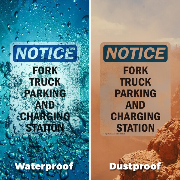 Signmission Fork Truck Parking And Charging Station OSHA Notice Sign, Vinyl Decal, 5in W x 7in L, 2PK - OS-2PACK-NS-D-57-V-12880