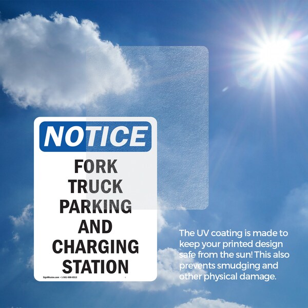 Signmission Fork Truck Parking And Charging Station OSHA Notice Sign, Vinyl Decal, 5in W x 7in L, 2PK - OS-2PACK-NS-D-57-V-12880