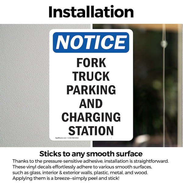 Signmission Fork Truck Parking And Charging Station OSHA Notice Sign, Vinyl Decal, 5in W x 7in L, 2PK - OS-2PACK-NS-D-57-V-12880