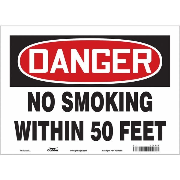 Condor Safety Sign, 10" H, 14 in W, Vinyl, Horizontal Rectangle, English, 474U05 - 474U05