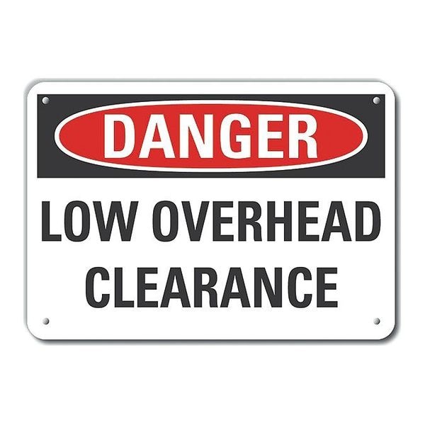 Lyle Reflective  Low Clearance Danger Sign, 7 in Height, 10 in Width, Aluminum, Vertical Rectangle - LCU4-0457-RA_10X7