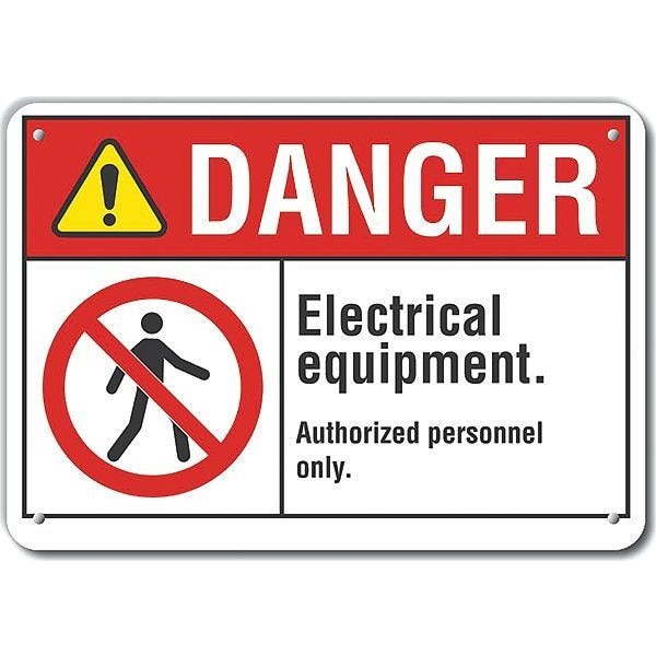 Lyle Plastic Electrical Equipment Danger Sign, 7 in Height, 10 in Width, Plastic, Vertical Rectangle - LCU4-0139-NP_10X7