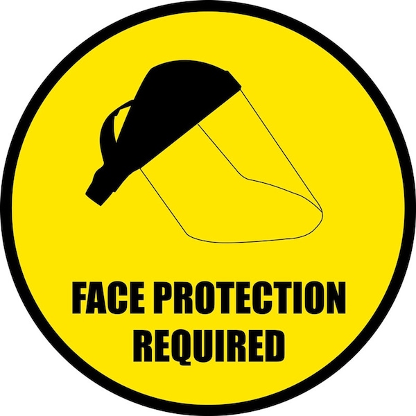 5S Supplies Face Protection Required 12in Diameter Non Slip Floor Sign - FS-PPEFACE-12