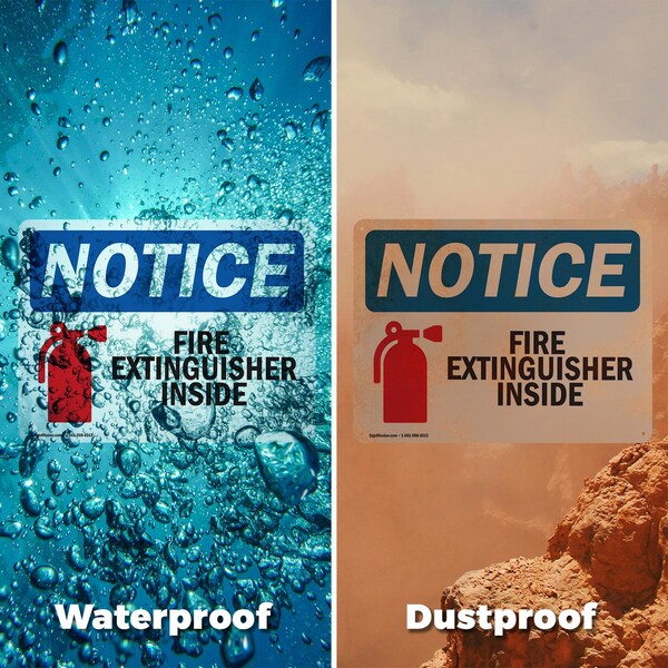 Signmission Fire Extinguisher Inside Sign, Vinyl Decal, 5in W x 3.5in L, 2PK - OS-2PACK-NS-D-35-L-12599