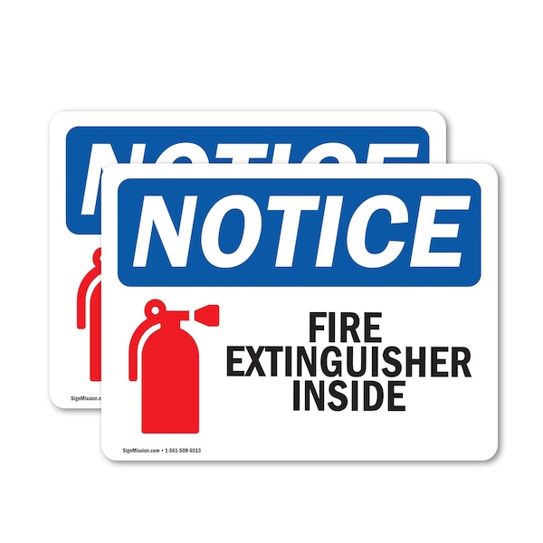 Signmission Fire Extinguisher Inside Sign, Vinyl Decal, 5in W x 3.5in L, 2PK - OS-2PACK-NS-D-35-L-12599