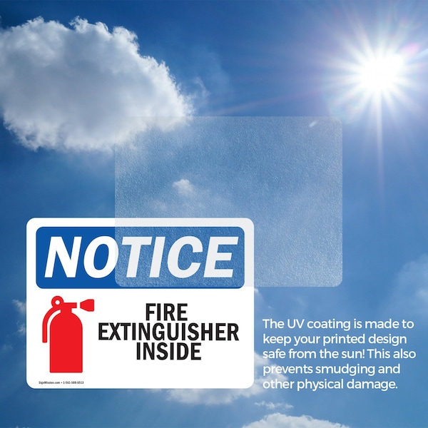 Signmission Fire Extinguisher Inside Sign, Vinyl Decal, 5in W x 3.5in L, 2PK - OS-2PACK-NS-D-35-L-12599