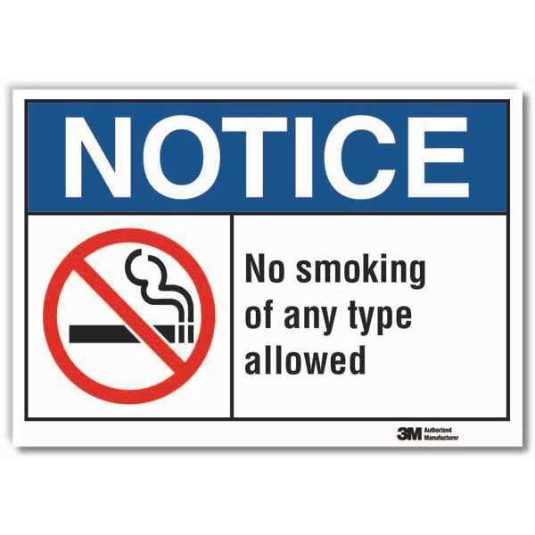 Lyle Notice, No Smoking of Any Type Allowed, 5 in W x 3 1/2 in H, Horizontal Rectangle - LCU5-0026-RD_5X3.5