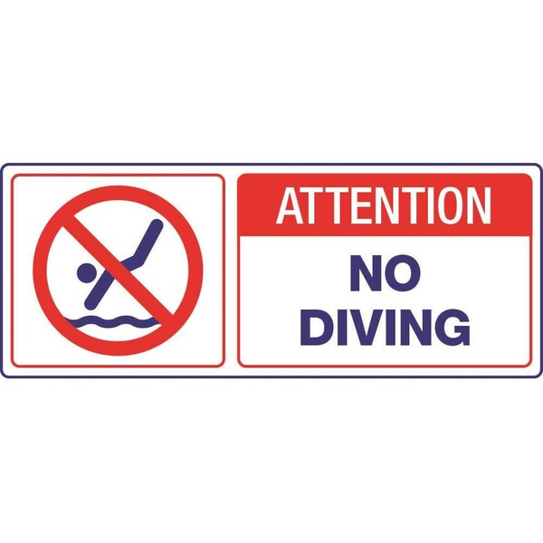 Hy-Ko 6 in. x 14 in. Attn No Diving Pool Sign - 23022