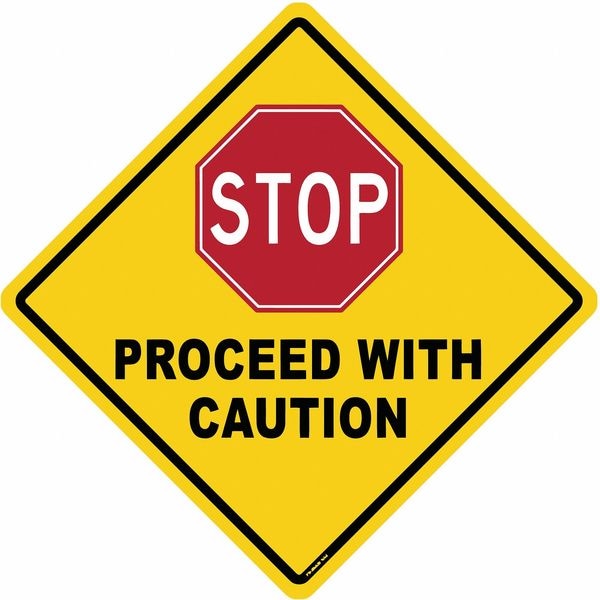 Stranco Anti-Slip Floor Sign, 17 in H, 17 in W, Vinyl, Diamond, English, FS-DIAM-504 - FS-DIAM-504