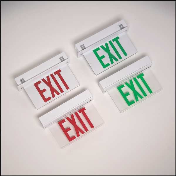 Big Beam Edge-lit Exit Sign, White, 1 Face(s), LED, Recess Mount, Nickel Cadmium - 199-2001GR