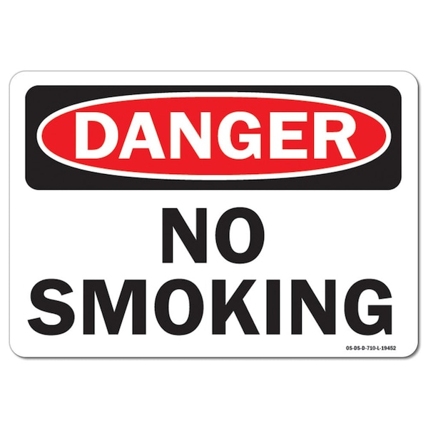 Signmission OSHA Danger Decal, No Smoking, 5in X 3.5in Decal, 10PK, 3.5" W, 5" L, Landscape, PK10 - OS-DS-D-35-L-19452-10PK