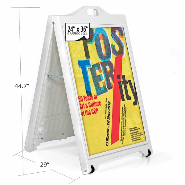 Azar Displays White Double-Sided Sidewalk A-Frame Sign w/Protective Lens 24"x36" - 300244-WHT