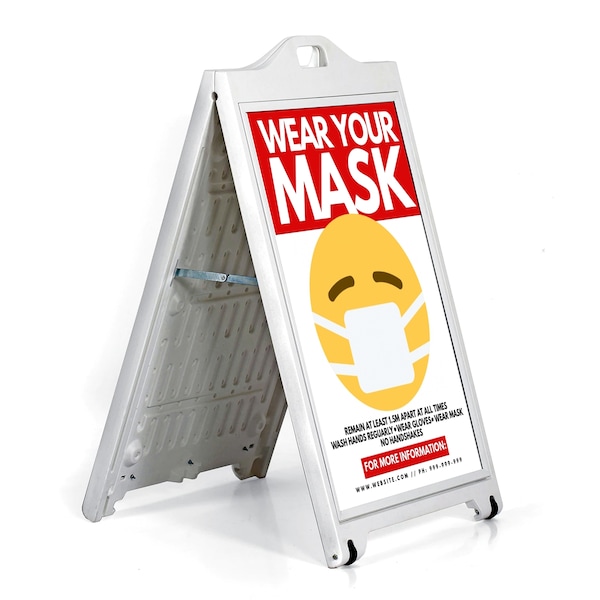 Azar Displays White Double-Sided Sidewalk A-Frame Sign w/Protective Lens 24"x36" - 300244-WHT