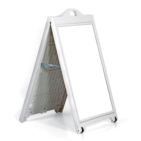 Azar Displays White Double-Sided Sidewalk A-Frame Sign w/Protective Lens 24"x36" - 300244-WHT