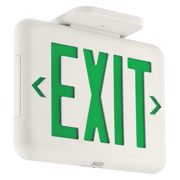 Dual-Lite Exit Sign, White, 1 or 2 Face(s), LED, Universal Mount, Nickel-Metal Hydride - EVEUGWE