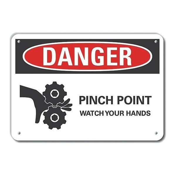 Lyle Alum Danger Pinch Point Watch, 10"x7", Height: 7 in, LCU4-0261-NA_10X7 - LCU4-0261-NA_10X7