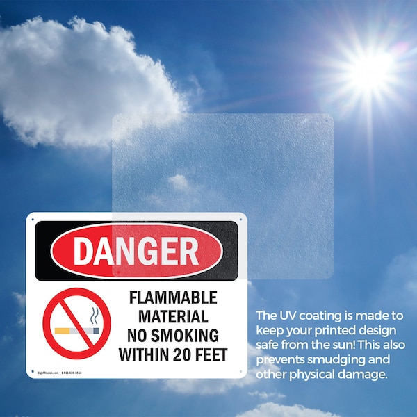 Signmission Flammable Material No Smoking Within 20 Feet Danger Sign, Aluminum, 24in W x 18in L, 2PK - OS-2PACK-DS-A-1824-L-1248