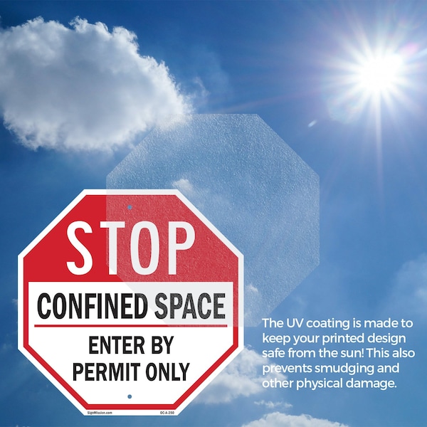 Signmission Stop Confined Space Enter by Permit, 6 inch X 6 inch, Vinyl Decal, 5PK - OC-D-5PACK-6-250