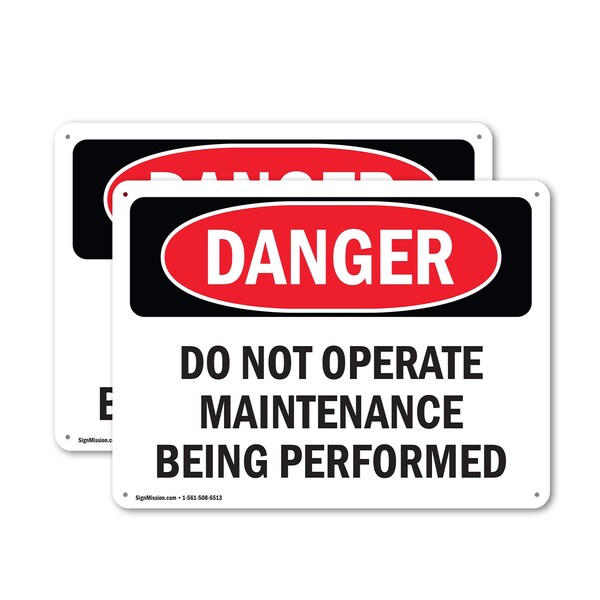 Signmission Do Not Operate Maintenance Being Performed Danger Sign, Aluminum, 14in W x 10in L, 2PK - OS-2PACK-DS-A-1014-L-1154