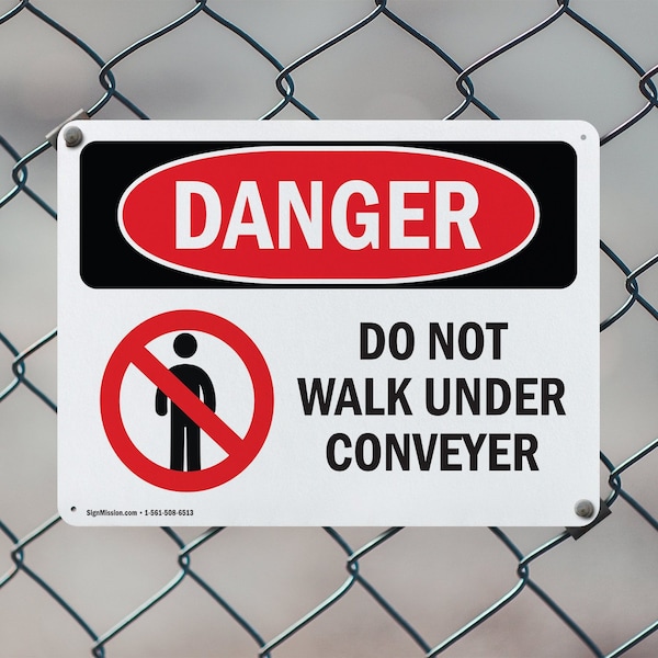 Signmission Do Not Walk Under Conveyor Danger Sign, Plastic, 14in W x 10in L, 2PK - OS-2PACK-DS-P-1014-L-1182