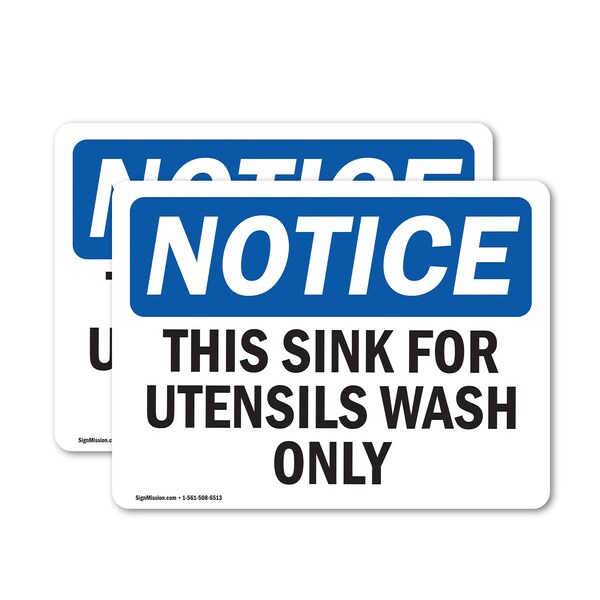 Signmission This Sink For Utensil Wash Only, 5 in W x Rectangle, Vinyl Decal - OS-2PACK-NS-D-35-L-16709
