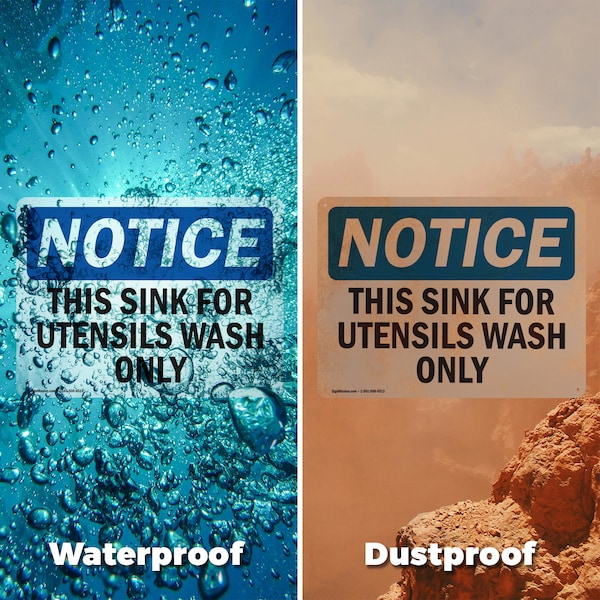 Signmission This Sink For Utensil Wash Only, 5 in W x Rectangle, Vinyl Decal - OS-2PACK-NS-D-35-L-16709