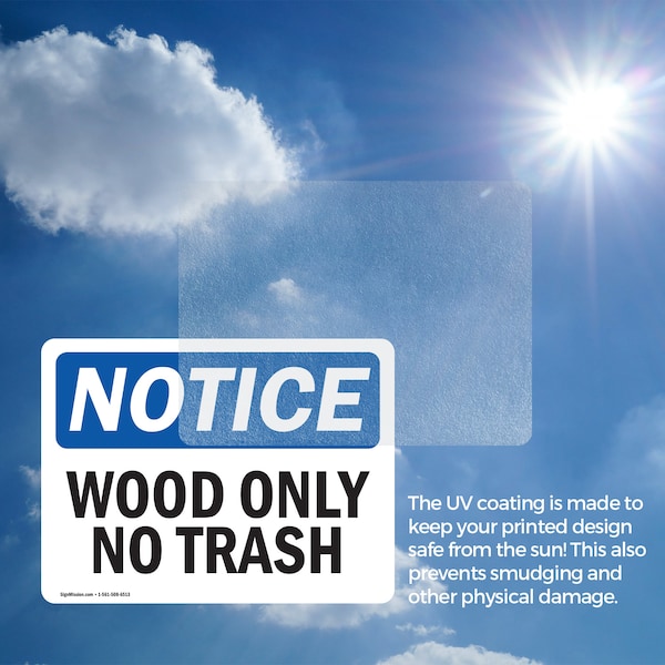 Signmission Wood Only No Trash, 14 in W x Rectangle, Vinyl Decal - OS-2PACK-NS-D-1014-L-19065