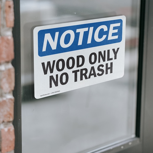 Signmission Wood Only No Trash, 14 in W x Rectangle, Vinyl Decal - OS-2PACK-NS-D-1014-L-19065