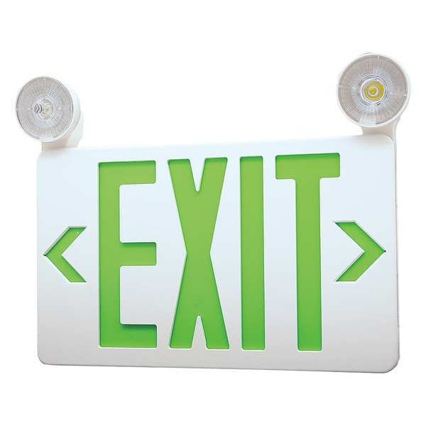 Zoro Select Exit Sign w/ Emergency Lights, 1 or 2 Face(s), LED, Universal Mount, Nickel Cad (Formerly LumaPro) - 40CP87
