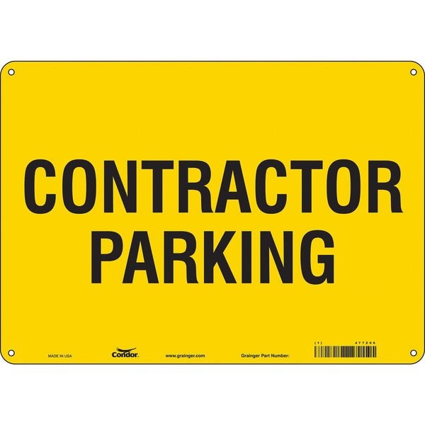 Condor Contractor Parking Sign, 10" Height, 14" Width, Aluminum, Horizontal Rectangle, English - 477Z06