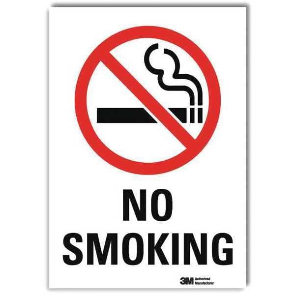 Lyle No Smoking Sign, 10" H, 7 in W, Reflective Sheeting, Horizontal Rectangle, English, U1-1017-RD_7X10 - U1-1017-RD_7X10