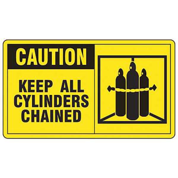 Accuform Safety Label, 3 1/2 in H, 5 in W, Vinyl, Horizontal Rectangle, English, LCPG602VSP - LCPG602VSP