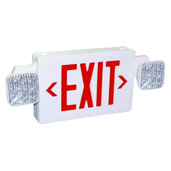 Zoro Select Exit Sign w/ Emergency Lights, 2 Face(s), LED, Universal Mount, Nickel Cadmium (Formerly LumaPro) - 489K12