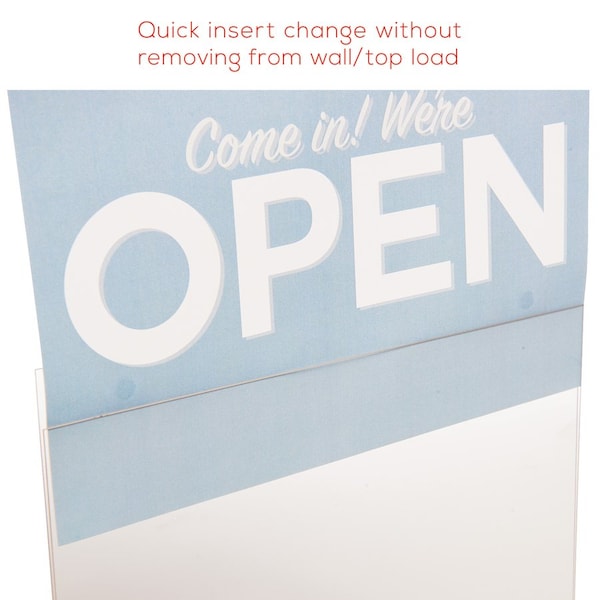 Deflecto Wall Mount Sign Holder, Pre-Drilled, Landscape, 11"x8-1/2", CL - DEF68301