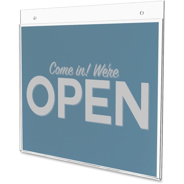 Deflecto Wall Mount Sign Holder, Pre-Drilled, Landscape, 11"x8-1/2", CL - DEF68301