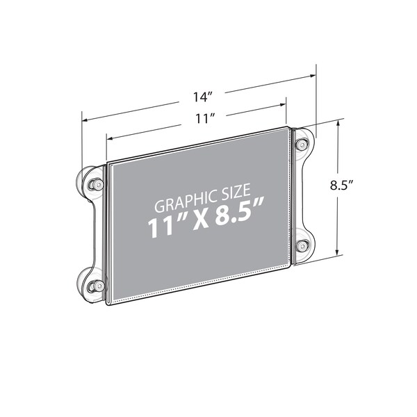 Azar Displays 11"W x 8.5"H Sign Frame W/ suction cups, PK2 - 106615