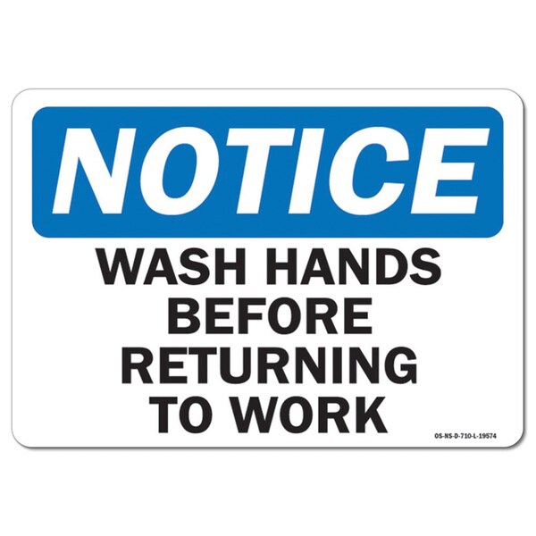 Signmission OSHA Sign, Wash Your Hands With, 14in X 10in Peel And Stick Wall Graphic, 10" W, 14" L, Landscape - OS-NS-RD-1014-L-18950