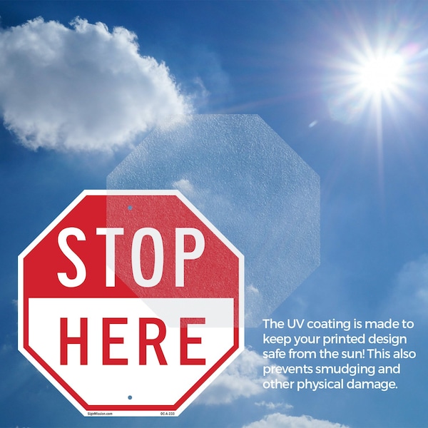 Signmission Stop Here, 10 inch X 10 inch, Aluminum Metal Signs, 2PK - OC-A-2PACK-10-233