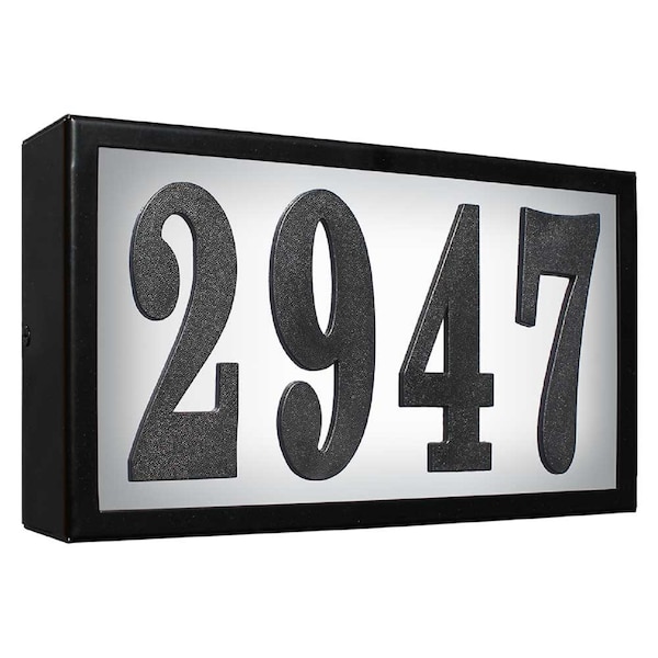 Qualarc Serrano (Standard) Lighted Address Plaque w/LED Lights (Black frame ) - SRST-AB60-LED-BLK