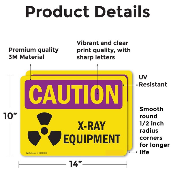 Signmission Radiation & Laser Sign, 10 in H x 14 in W, Vinyl Decal, Rectangle - OS-2PACK-CR-D-1014-L-10197