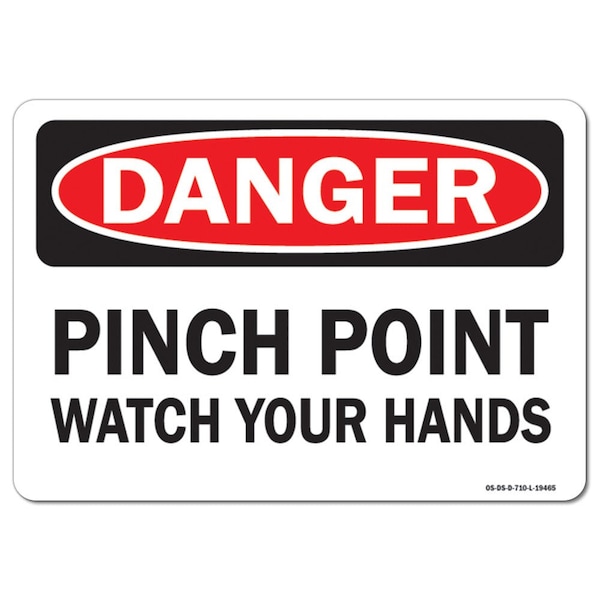 Signmission OSHA Decal, Pinch Point Watch Your Hands, 5in X 3.5in Decal, 10PK, 3.5" W, 5" L, Landscape, PK10 - OS-DS-D-35-L-19465-10PK