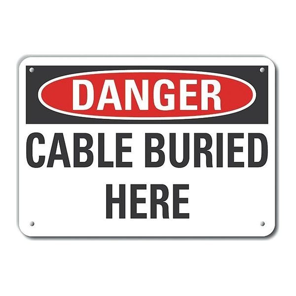 Lyle Plastic Buried Cable Danger Sign, 7 in H, 10 in W, Vertical Rectangle, LCU4-0391-NP_10X7 - LCU4-0391-NP_10X7