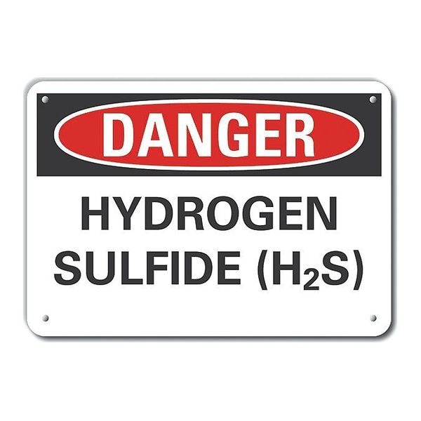 Lyle Reflective  Hydrogen Sulfide (H2S) Danger Sign, 10 in Height, 14 in Width, Aluminum, English - LCU4-0474-RA_14X10